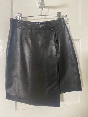 Vintage Black Leather Wrap Skirt